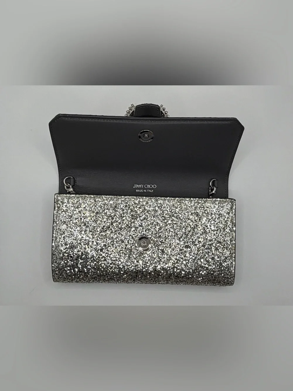 Jimmy Choo Glitter Madeline Wallet on Chain